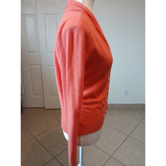 Nougat Womens London Orange Ruched Cropped Shrunken Sweater Lambswool Blend Sz 2 - Picture 3 of 16